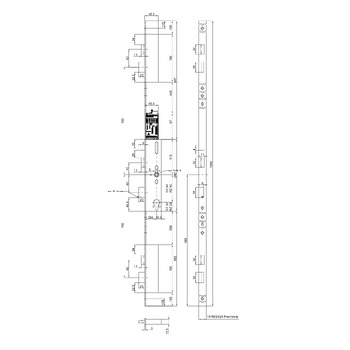 mFlipLock d-check Panik-Sicherheits-Einsteckschloss motorisch 28574PE-SV - Masszeichnung Flachstulp