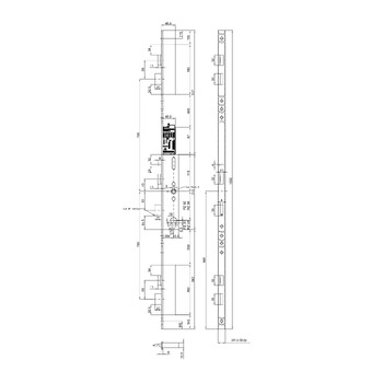 mFlipLock d-check Panik-Sicherheits-Einsteckschloss motorisch 28574PE-SV - Masszeichnung U-Stulp