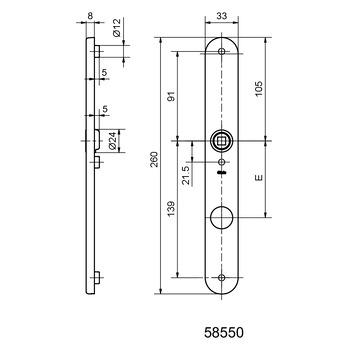 GLUTZ 58550.02 Masszeichnung RZ-gelocht