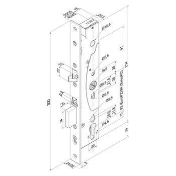 ASSA ABLOY 509X Massbild Rohrrahmen