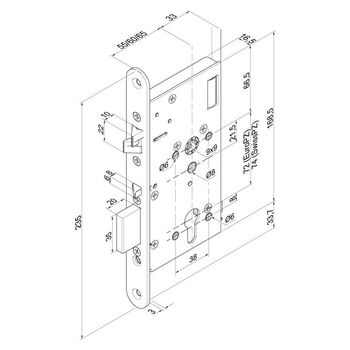 ASSA ABLOY 509X Vollblatt Massbild