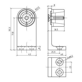 Edelstahl-Türgriffkonsole extra stark, für 1 1/4