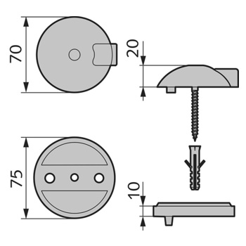 WSS Türstopper, 70 mm Durchmesser Massbild