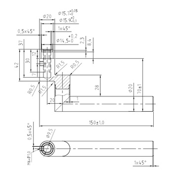 Türdrücker Nickal 5058B Massbild ohne Rosette