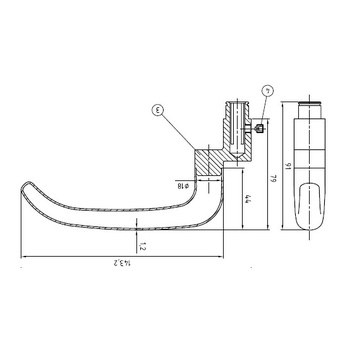 Türdrücker Nickal 5149B Massbild ohne Rosette