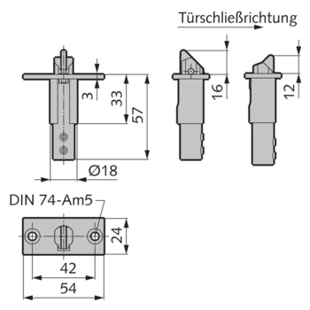 WSS Schnappriegelschloss Serie 200 Massbild