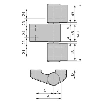 WSS 3D-PLUS Türband PLANAR, 3-teilig Massbild