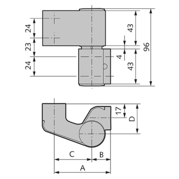 WSS 3D-PLUS Türband PLANAR, 2-tlg.,für Pfostenkonstruktion Massbild