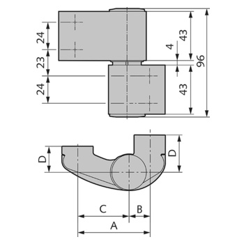 WSS 3D-PLUS Türband, für 10 mm Flügelaufschlag, 2-teilig Massbild