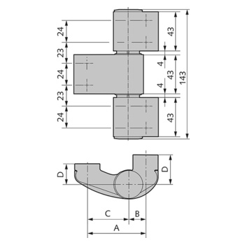 WSS 3D-PLUS Türband, für 10 mm Flügelaufschlag, 3-teilig Massbild