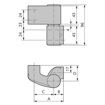 WSS 3D-PLUS Türband, 2-teilig für Pfostenkonstruktion Massbild