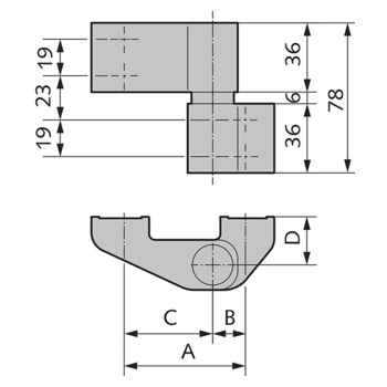 WSS 2D Aluminium-Türband, 2-teilig 04.150 Massbild