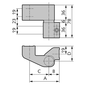 WSS 2D Aluminium-Türband, 2-teilig, für Pfostenkonstrution 04.154.3671 Massbild