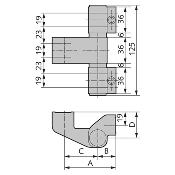WSS 2D Aluminium-Türband, 3-teilig, für Pfostenkonstruktion 04.156.3671 Massbild