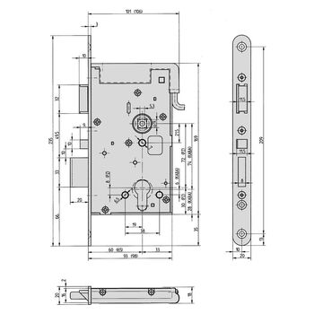 ASSA ABLOY 809M Vollblatt-Elektro-Sicherheitsschloss Masszeichnung