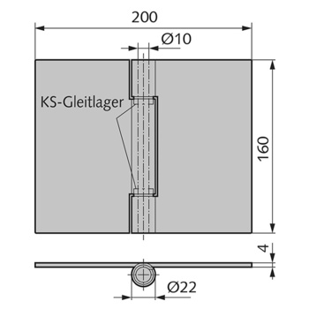 WSS Edelstahl-Türband 04.472.0160.426 Massbild