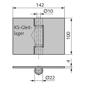 WSS Edelstahl-Türband 04.473.0100.426 Massbild