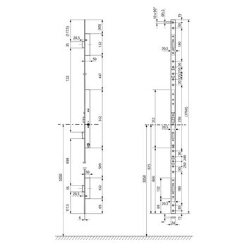 ASSA ABLOY 319N OneSystem Panik-Sicherheits-Mehrfachverriegelung, ohne Fallenschloss - Masszeichnung