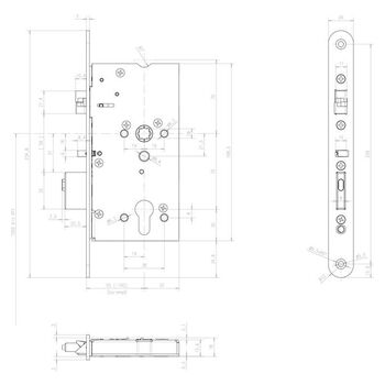 ASSA ABLOY MEDIATOR® Schloss 609 Vollblatt Version - Massbild