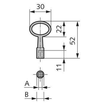 WSS Dornschlüssel klein für 5, 6, 7, 8 mm Vierkant Massbild 01.977