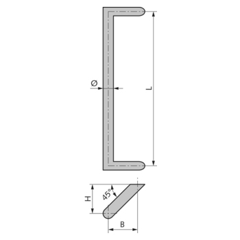 WSS Edelstahl-Türgriff Modell 116 Massbild 08.116