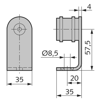 WSS Edelstahl-Halterung Massbild 08.134.1000.426