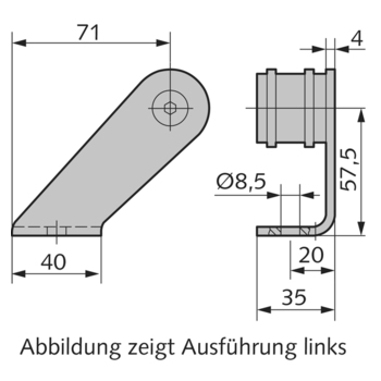 WSS Edelstahl-Halterung, verkröpft Massbild 08.135.1020