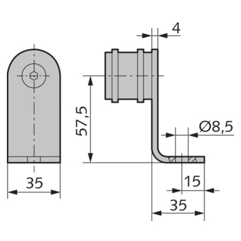 WSS Edelstahl-Halterung Massbild 08.136.1000.426