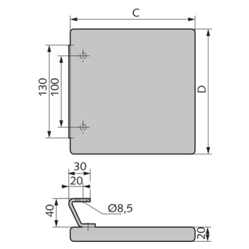 WSS Edelstahl-Türgriff Modell 200 für Rohrrahmentüren Massbild 08.200.0015