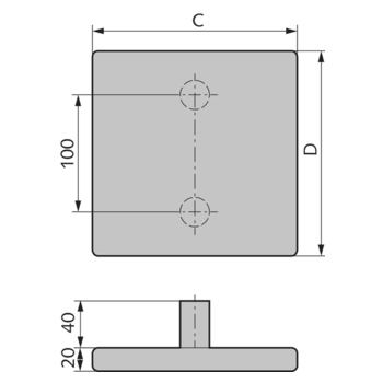 WSS Edelstahl-Türgriff Modell 200 für Ganzglastüren Massbild 08.200