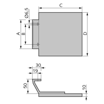 WSS Aluminium-Türgriff Modell 210 für Rohrrahmentüren Massbild 08.210.0015