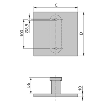 WSS Aluminium-Türgriff Modell 210 für Ganzglastüren Massbild 08.210.1015