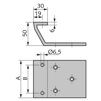 WSS Aluminium-Konsole, nach innen zeigend Massbild 05.504