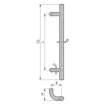 WSS Edelstahl-Türgriff Modell 111 Massbild 08.111