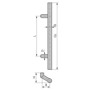 WSS Edelstahl-Türgriff Modell 112 Massbild 08.112