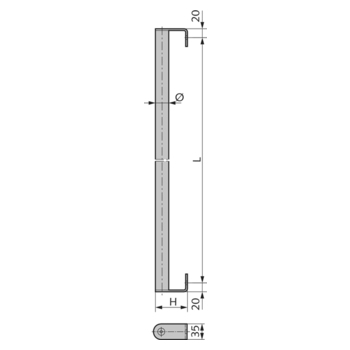 WSS Edelstahl-Türgriff Modell 132 Massbild 08.132