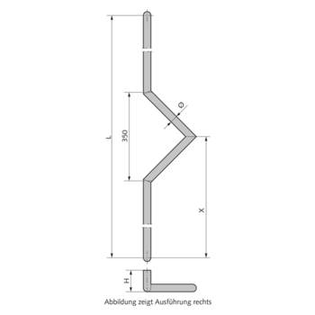 WSS Edelstahl-Türgriff Modell 145 08.145 Massbild