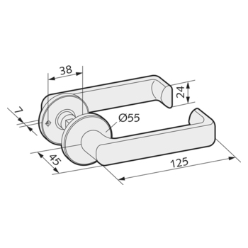 Türdrücker, flachovale Form, mit Drückerrosetten