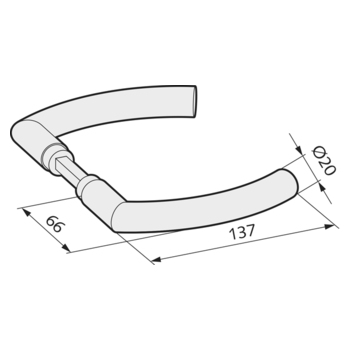 Türdrücker, gebogene Form, mit Ansatzführung