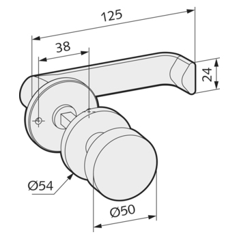 Türdrücker, flachovale Form und feststehender Knopf, mit Drückerrosetten