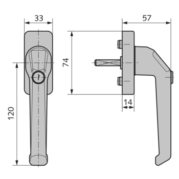 Fenstergriff Modell 100, abschliessbar - 10.448