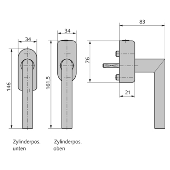 FSB-Fenstergriff Modell 34 1076, abschliessbar - 10.474