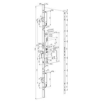 MEDIATOR® Mehrfachverriegelung, Rohrrahmen-Version - Masszeichnung