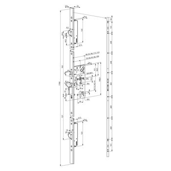 ASSA ABLOY 629X Mediator® Mehrfachverriegelung Vollblatt-Version - Massbild