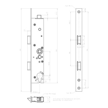 WSS - Zwei-Fallenschloss mit Zusatzverriegelung - 01.03 - Masszeichnung
