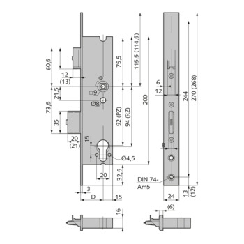 WSS Sv-Panik-Schlösser Serie 200 Massbild