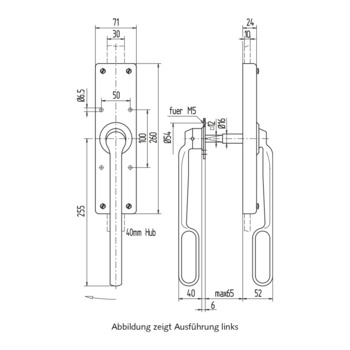 Falttor-Treibriegel, Hebel doppelseitig 03.114 / 03.115