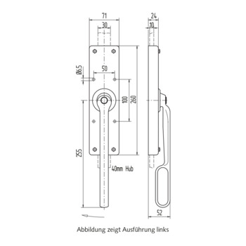 WSS - Falttor-Treibriegel für Flachstangen 30x10 mm - 03.112