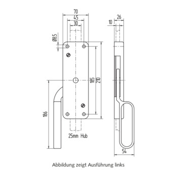 WSS - Falttor-Treibriegel für Flachstangen 30x10 mm - 03.102