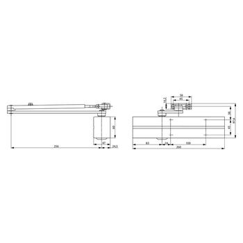 ASSA ABLOY DC300 Türschließer mit Zahntriebtechnologie - Massbild